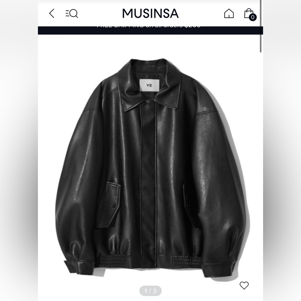 Musinsa/VTWO Brand Vegan Black Leather Oversized Jacket (Brand New)
